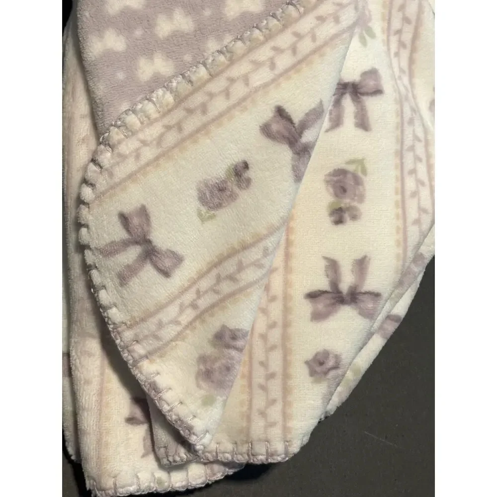 Laura Ashley Baby Blanket Plush Toy Bunny Rabbit Bows Gift Set Lovey Lavender